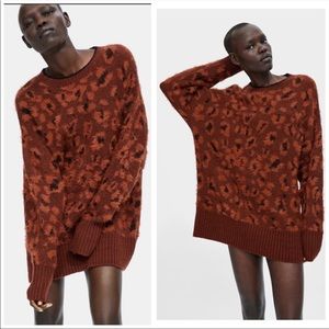 Zara Brown Leopard Print Sweater